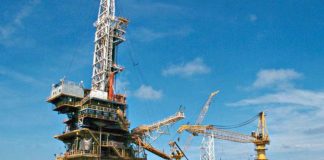 A view of a drilling platform off the coast of Thailand. The Thai and Cambodian governments have begun negotiations in regards to the maritime Overlapping Claims Area in the Gulf of Thailand. BLOOMBERG