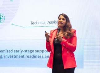 Priya Thachadi, Co-Founder and CEO of Villgro Philippines, speaking at CAMESCO 2023