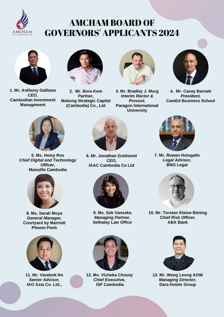 AmCham Cambodia Announces Candidates For 2024 Board Of Governors Election
